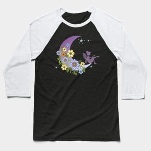 Fairy With Floral Moon Baseball T-Shirt